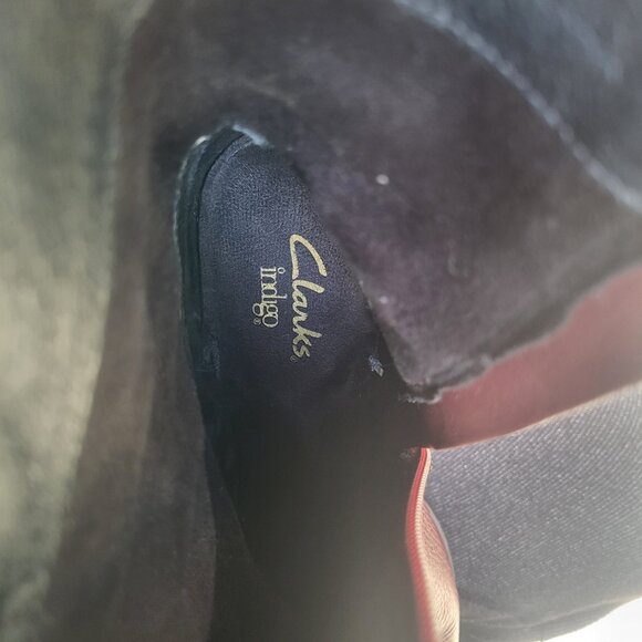 Leather Burgundy Red Ankle Boots Size 8 Zipper Booties Clarks - Picture 11 of 11